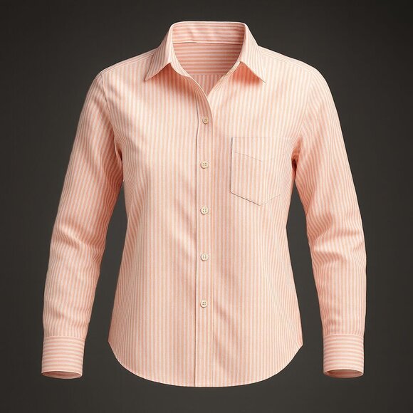UNTUCKit Marsanne-Peach Shirt Women's 16 Peach & White Stripe LS Casual Elegance - Picture 16 of 16
